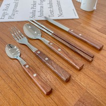 우드 핸들 포크 나이프 스푼 디저트스푼 커트러리 수저 세트, 우드커트러리_디저트스푼