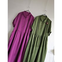 빅사이즈 루즈 핏 린넨 마 원피스 2XL(77~88)