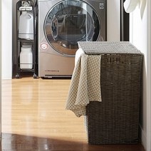 한샘 라탄 패턴 햄퍼 사각 카키(그레이), 상세페이지 참조