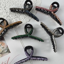 스톤집게핀 꼬임 투톤 스와로브스키 보석집게핀 올림머리 반머리 백화점핀