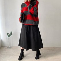 네모 여성용 심플리배색 니트