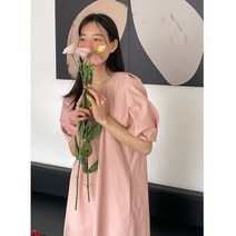 전원 로맨틱 입체 꽃 봉오리 원피스 여름 여 목련 2022 라운드넥 감령 롱스커트