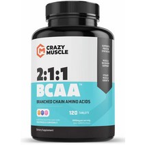 crazy Muscle BcAA pills with The perfect 2:1:1 비율 분지쇄 아미노산 보충제 - 알약 당 BcAA 1000mg (정보다 좋음) - 120정, 120 Count (Pack of 1)