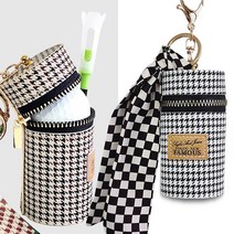 여성 골프공 케이스 골프티 파우치 골프보조가방 /립스틱 스마트키 파우치 키링, 하운드 체크/블랙