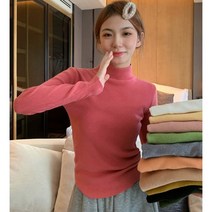 [판다샵] 여성 반터틀넥 니트 티셔츠 탄력 이너티_pds0679