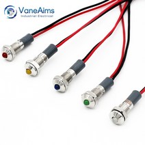 vaneaims 금속 신호등 fxb6f-led 소형 전원 표시등 램프 6mm 방수 ip67 12v 24v 220v 빨간색 녹색 노란색 흰색 파란색, 3-6v, 초록