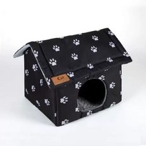 길고양이 겨울 집 실외 숨숨집 길냥이 보온 야외 쿠션, 집 모양 L(45*43*40cm), 블랙 집 모양