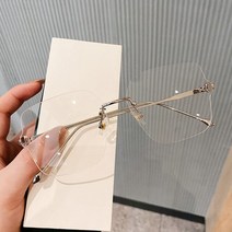 유니크한안티 블루 라이트 클리어 렌즈 무테 선글라스 UV400 오버사이즈 스퀘어 여성용 장식 안경 패션 프