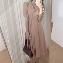 봄 여름 린넨 원피스 롱 랩 레이어드 벨트 슬림핏 반팔