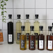 [무료 배송+4개 세트+라벨 10개 증정] 밀폐 원형 유리 오일병 기름병 소스병 참기름병180ml 300ml 실리콘마개, 300ml 3+1 오일병 - 화이트 라벨