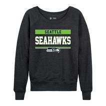 NFL 여성용 플러스 사이즈 차콜 크루넥 축구 의류 가벼운 슬라우치 래글런 소매 크루넥 풀오버, Seattle Seahawks - Charcoal