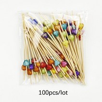 파티 일회용 접시 100pcs 대나무 꼬치 음식 추천 뷔페 과일 포크 케이크 디저트 스틱, c-100개
