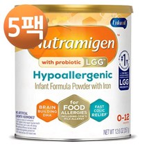 뉴트라미겐 하이포알러제닉 베이비 포뮬러 프롬 엔퍼밀 락토 프리 밀크 파우더 12.6oz, 5팩