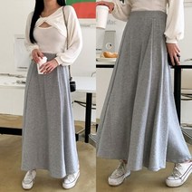 쉬즈미 (SRT-263)절개라인 플레어 롱스커트 치마 A라인 플리