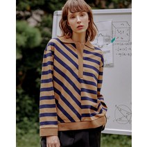[닥스 여성] [[22FW]] DLTS2C801W2 [TCFS] V브라운 스트라이프 면 긴팔카라티셔츠