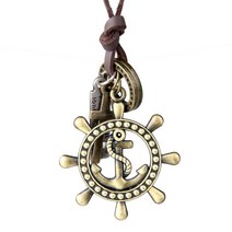 남성 목걸이 고급 수제 남성 보트 앵커 펜던트 복고 매력 보석 크기 조정