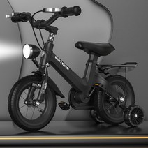 BQTONG 보조바퀴 아동 어린이 자전거 12~18인치 디스크브레이크 강화프레임 95% 조립배송, 14인치, 블랙 (스포크 휠+V브레이크+뒷좌석)