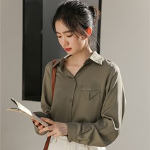 알리팡(Alipang) 여성봄블라우스 카라블라우스 삼각포켓블라우스 쉬폰블라우스 봄 가을 간절기