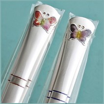 꽃나비 칠보 특 은수저 1벌 80% 세트 상감도금 선물 칠순 은제품 혼례 효도 고급 회사 명절 답례 관공서 부모님 행사 판촉 장생 답례 특판 기념 실속형 전통 결혼선물 가격 파는곳, 청색-종이무료포장