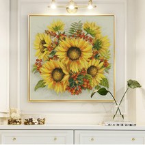 minjing 3D전체DIY 큐빅 보석 십자수세트 dx 북유럽 식당 해바라기 거실 심플 모던 선플라워, 1개, 80*80cm