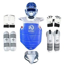 태권도 장비 호구 겨루기 안전복 대회 경기형 풀세트, 3호 블루 6종 세트(마우스가드 포함)