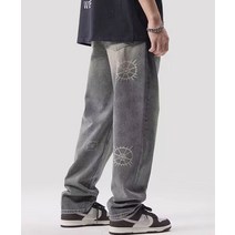 남자 청바지 여름 패션 아메리칸 빈티지 바이브 팬츠 와이드 팬츠