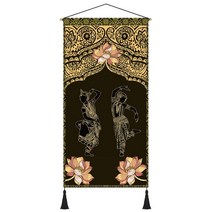 태국 코끼리 벽장식 태피스트리 족자 그림 태국 마사지 식당 벽걸이 족자봉, 폭 80cm x 높이 150cm, H