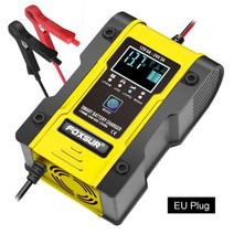 12.6V LiFePO4 리튬 배터리 충전기 12V 24V 납산 철 인산염 자동차 오토바이, Yellow EU Plug, CN