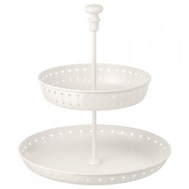 이케아 GARNERA 가르네라 2단서빙스탠드 화이트, 다크그린