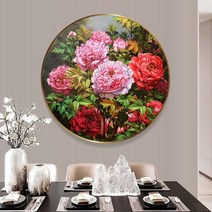 푸아이 3D 보석십자수 화려한 모란 원형 47cm DIY 집들이 선물 인테리어 소품(사이즈 7종)+행운십자수(30x30)RP634, 캔버스 직경67cm