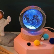 스노우볼 스노우폴 제작 크리스탈 볼 야간 조명 우주 비행사 행성 글로브 3D 레이저 새겨진 태양계 터치 스위치 LED 라이트, 6cm+딥 블루