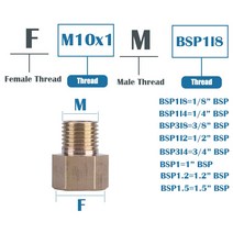 서비스니플 단 고압호스 신주 니뿔 닛불 M8 M10 M12 M14 M16 M20 메트릭 암-수 나사 황동 파이프 피팅 어댑, 18 F M12x1.5-M M12x1.5