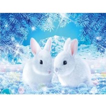 JISAN 보석십자수 캔버스형 세트 50x40cm JB01, 눈위 토끼
