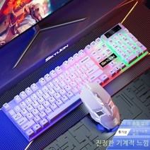Topsky 무선 마우스 무료 매트 유선 돔 사자 키보드 및 마우스 빛나는 서스펜션 기계식 느낌 전자 게임 컴퓨터 노트북, H600화이트6D정장+패드, 하나