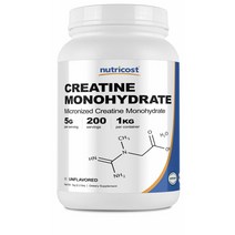 Nutricost 크레아틴 파우더 1kg Creatine Monohydrate Micronized Powder 1 KG 1개 (개당 용량/중량/정: 1 kg 수량: 1개), 1 킬로그램