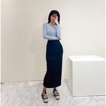 VANANA2 간절기 밴딩 H라인 트임 롱 스커트 5color