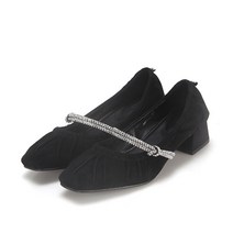 바바라 BABARA 스웨이드 보석줄 포인트 여성메리제인플랫 4cm BBF535BK