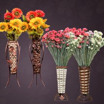 호가 앤틱플라워 철제화병 라탄, B.사각플라워