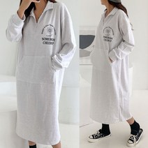 맨투맨 집업 원피스 가을 레터링 박스 롱 원피스 쭈리면 캠핑룩 그레이 네이비 검정