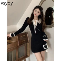 vsyoy 학술 스타일 드레스 인형 칼라 스커트 여성 가을 2022 새로운 프랑스 허리 슬림 하이 엔드 스커트
