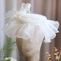 달콤 곱슬 원사 구슬 나비 매듭 신부 모자 사진 메이크업 샘플 프랑스 복고풍 장식