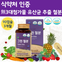 유산균 유래 철분 철분제 모유수유 임신 전 초기 중기 후기 철분 철분제 수유부 여성 비헴철 고함량 청소년 남자 철분 보충 보충제 철분제 산모 노인 중년 철분제 임신부 출산후 고함량, 800mg x 90캡슐 (3개월)