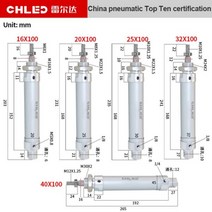 MAL 시리즈 미니 공압 실린더 1620253m 보어 25300mm 스트로크 복동 알루미늄 합금 어, 04 100mm stroke_03 25mm Bore