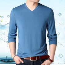 가벼운 양잠사티 기본티 브이낵이너 브이넥긴티 긴팔브이넥티 슬림형티 레이어드티 남성 봄 가을 흰티 무지티 기본티 긴팔 면티 남성용 간절기티셔츠