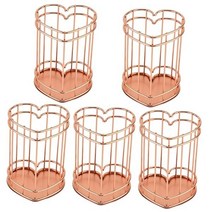 토피쿠 5pcs 아이언 하트 펜 홀더 배니티 액세서리 펜 + 펜슬 데스크 액세서리 책상 액세서리 & 작업 공간 정리대 메이크업 브러시 정리대 와이어 메이크업 브러시 컵 스테인리스