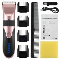 헤어 헤어트리머 클리퍼 이발기 바버샵 전문 트리머 디지털 USB 충전식 머리 깎기 남자 이발 세라믹 블레이드 면도기 커터 이발사 기계, 05 Pink No Box