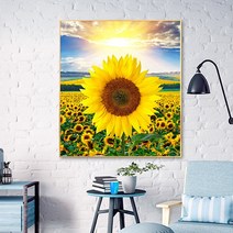 세잔느화실 홈데코 NEW 해바라기 그림 캔버스액자 골드 알루미늄 액자 거실 승진선물 집들이선물, 알루미늄 골드프레임, 3호(21cmX27cm)