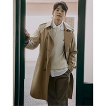 BEAN POLE 베이지 체크 배색 트렌치 코트 283001