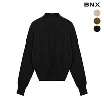 [BNX] 여성 하프넥 꽈배기 라인 비스코스 니트