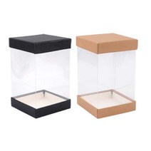 투명 포장케이스 사각 원통 PET PVC 투명 케이스 통, 색상/사이즈, 사각 7.5x10cm 블랙
